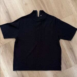 Koret Black Short Sleeve Mock Neck Top